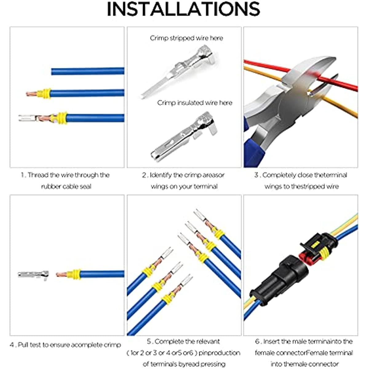 352Pieces Waterproof Wire Connectors Terminals - Automotive Motorcycle Car Truck Boat Electrical Connectors Plug Kit, 1 2 3 4 Pin Harness - KinglyDay