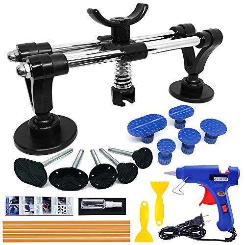 Auto Body Repair Tool Kit, Car Dent Puller with Double Pole Bridge Dent Puller, Glue Puller Tabs, Glue Shovel - KinglyDay