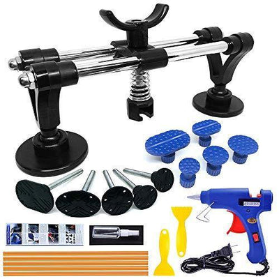Auto Body Repair Tool Kit, Car Dent Puller with Double Pole Bridge Dent Puller, Glue Puller Tabs, Glue Shovel - KinglyDay
