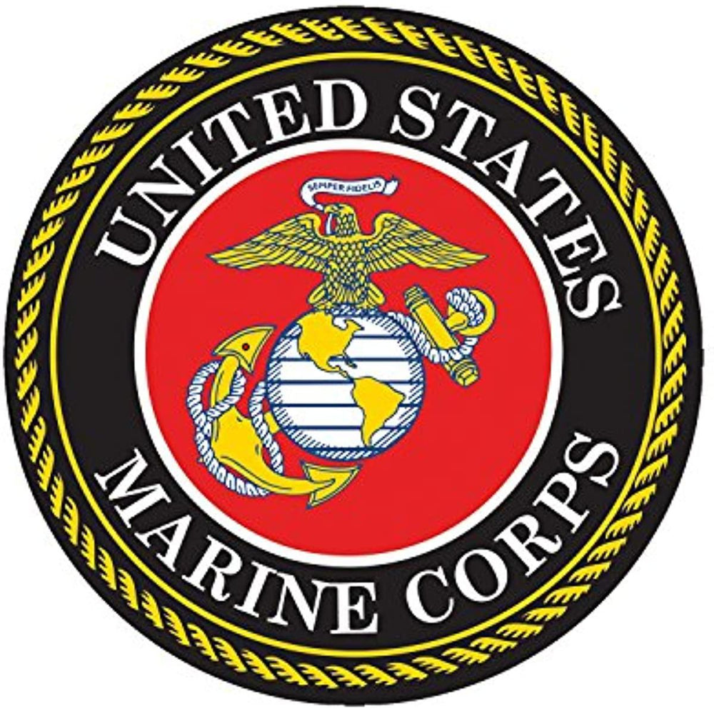 USMC Emblem United States Marine Corps Seal 5" Round Decal Sticker for Cars Trucks Laptops etc. Full Color - KinglyDay