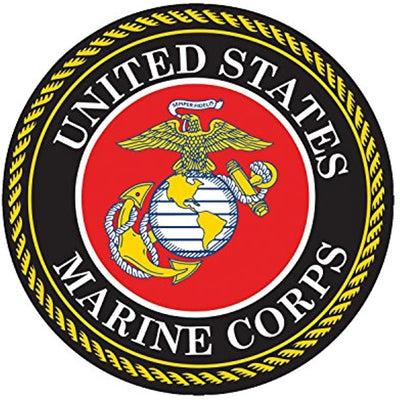 USMC Emblem United States Marine Corps Seal 5" Round Decal Sticker for Cars Trucks Laptops etc. Full Color - KinglyDay
