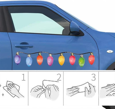 Kinglyday Reflective Light Bulb Magnet Decorations,Reflective Bulb Magnets,Magnetic Reflective Christmas Lights for Car,Car Christmas Light Decals - KinglyDay