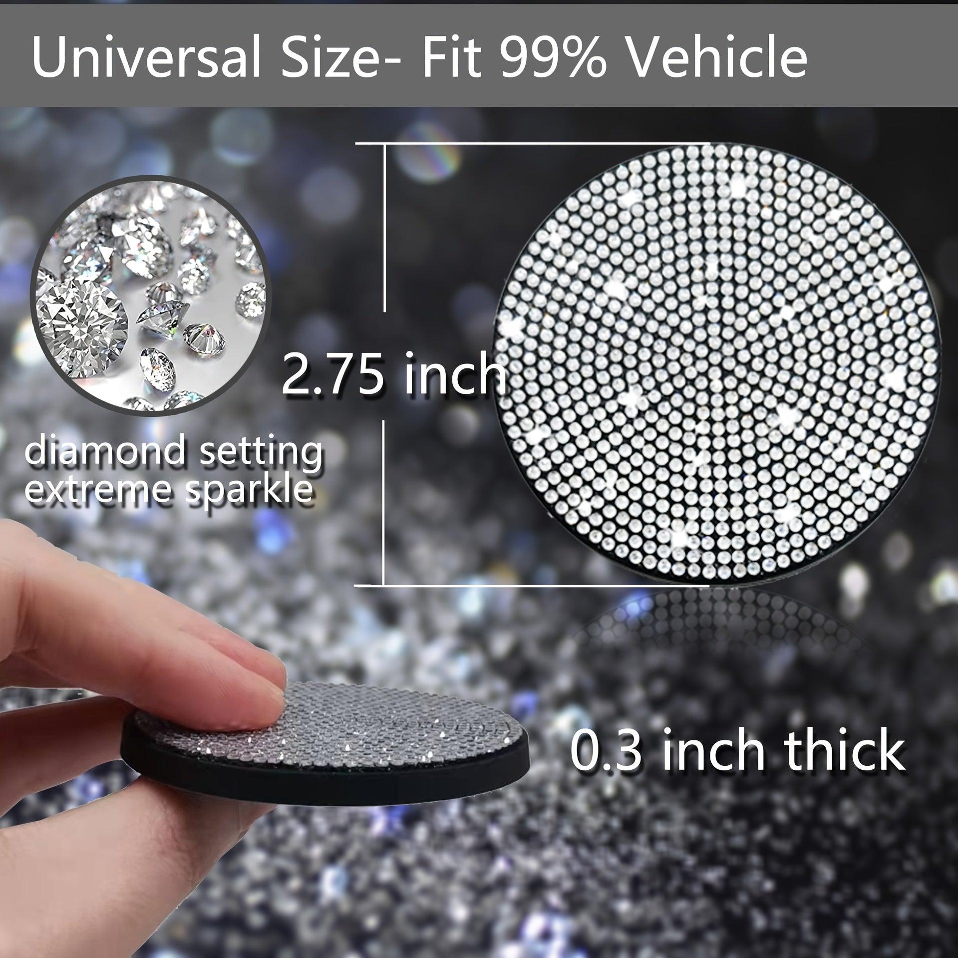 2PCS Multi-functional ArtifDiamond Car Coasters Water Cup Slots Non-slip Pads Silicone Pads Cup Holder Pads Car Gadgets Glitter Car Accessories Women - KinglyDay