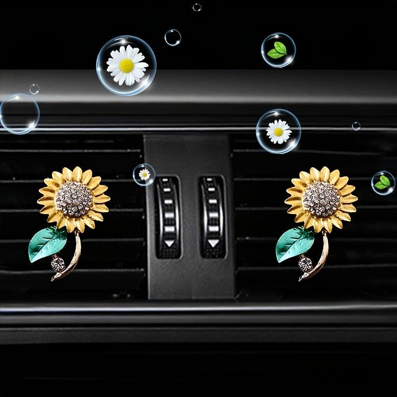 1pc Sunflower Air Outlet Decoration Ornaments Solid Perfume Air Outlet Car Aromatherapy Inside The Automovtive Air Freshener Car Accessories Women - KinglyDay