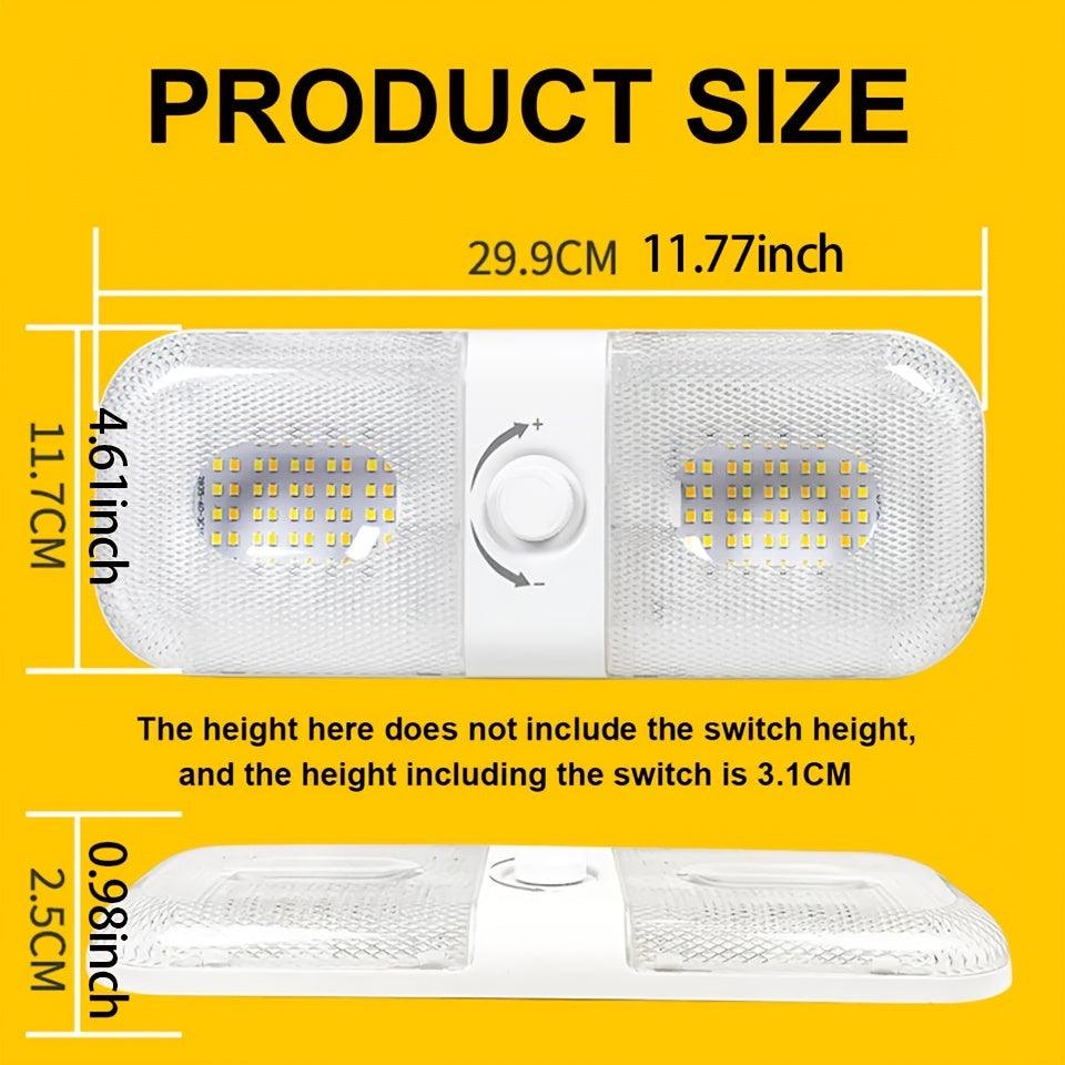 2Pcs RV Lights, Interior 1700LM 3 Color TEM Warm Cool Natural White Camper Lights Dimmable 12v-24v Led Lights Fixture Ceiling Dome Light Switch For RV - KinglyDay