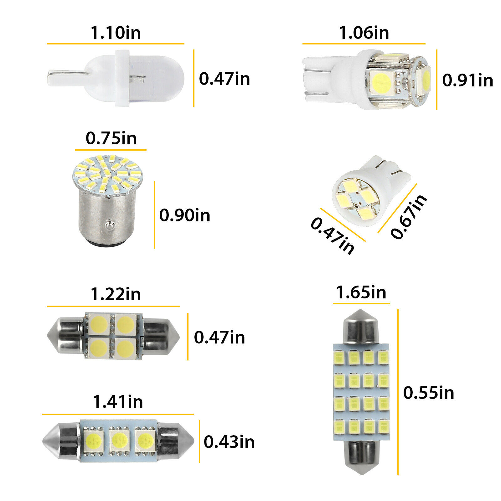 28PCS Auto Car Interior LED Light Dome License Plate Mixed Lamp Set Accessories - KinglyDay