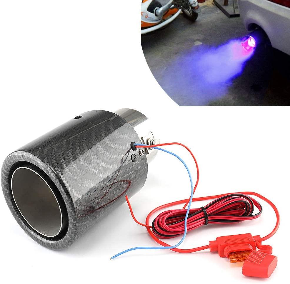 Kinglyday Red Flame Led Exhaust Muffler Tip Carbon Fiber Racing Automobile Car Tail Pipe Light 2.5 Inch Inlet 4 Inch Outlet - KinglyDay