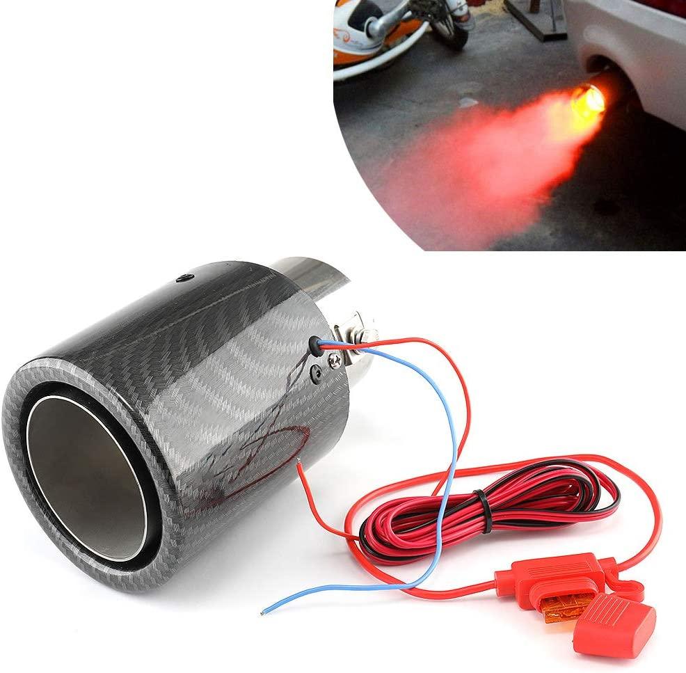 Kinglyday Red Flame Led Exhaust Muffler Tip Carbon Fiber Racing Automobile Car Tail Pipe Light 2.5 Inch Inlet 4 Inch Outlet - KinglyDay