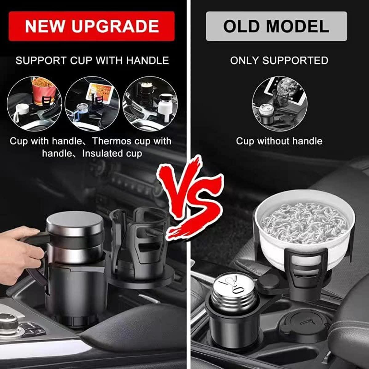 New Upgraded Cup Holder Expander for Car 2 In 1 Multifunctional Car Cup Holder Extender Adapter with Adjustable Base Compatible with Hydro Flask, Yeti, Nalgene, 32/40 Oz Large Bottles Drinks Mugs - KinglyDay