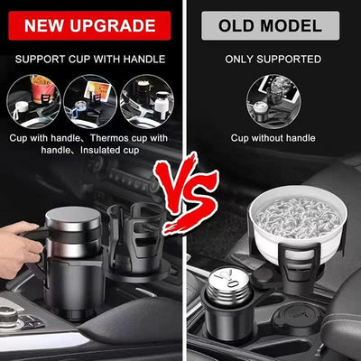 New Upgraded Cup Holder Expander for Car 2 In 1 Multifunctional Car Cup Holder Extender Adapter with Adjustable Base Compatible with Hydro Flask, Yeti, Nalgene, 32/40 Oz Large Bottles Drinks Mugs - KinglyDay