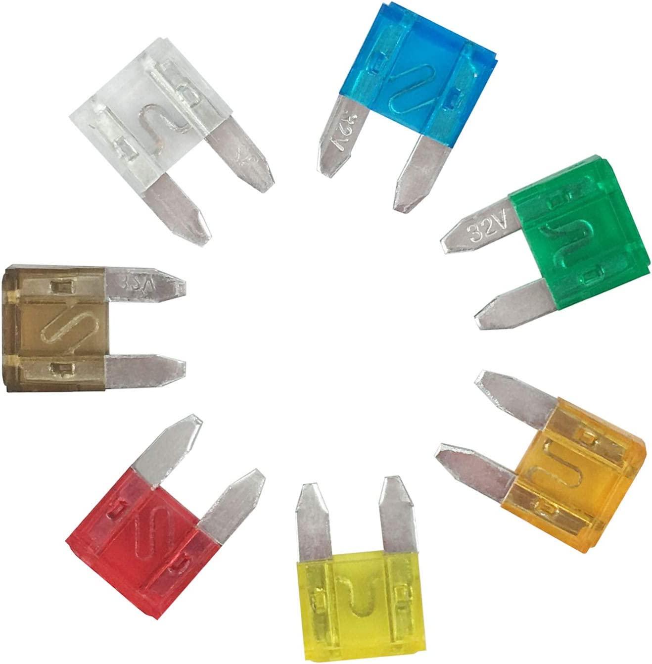 140Pcs - Kinglyday Car Mini Blade ATM Fuse Assortment, 5A 7.5A 10A 15A 20A 25A 30A Mini Fuse - KinglyDay