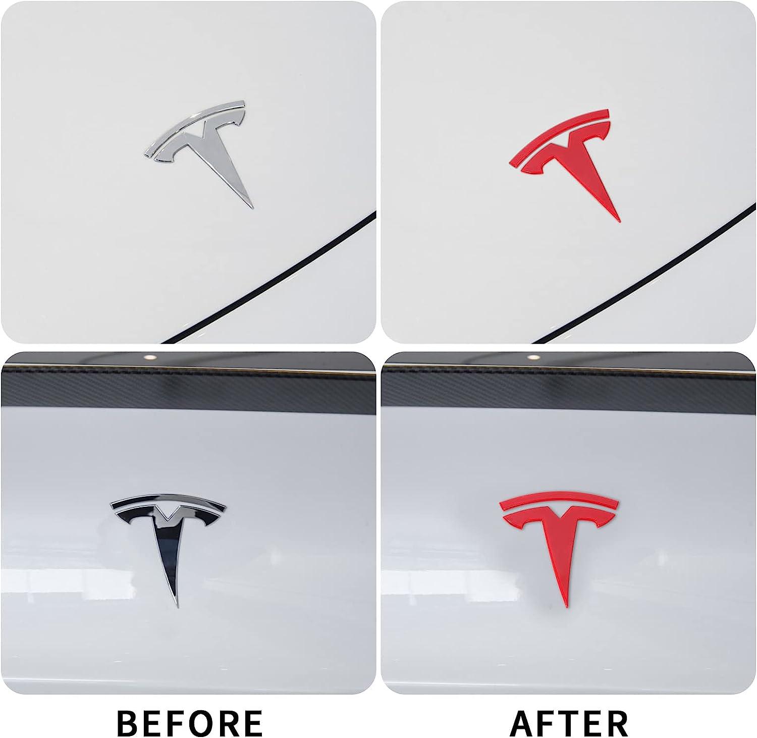 Tesla Model Y Accessories Tesla Emblem Sticker 2PCS/Set for Front Trunk/Rear Trunk Logo Decal Cover - KinglyDay