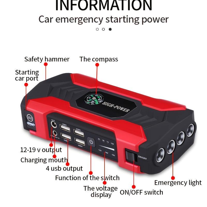 12V 200A Car Jump Starter, Portable Power Bank Starting Device, Diesel Petrol Powered 20000mAh Power Charger For Car Battery Booster - KinglyDay