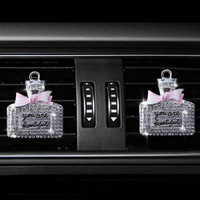 1PC Car Air Vent Clip Ornament, Crystal Car Diffuser, Bling Rhinestone Oil Diffuser Vent Clip, Car Freshener Car Accessories For Women - KinglyDay