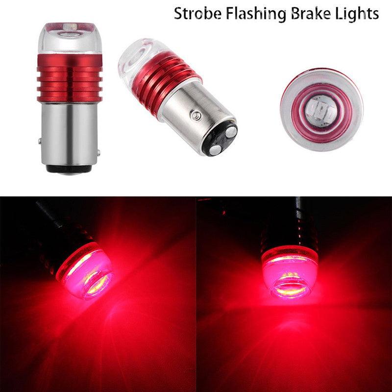 1 Pcs Red 1157 BAY15D P21/5W Strobe LED Flashing Projector Lamps for Car Tail Brake Lights Auto Transform Signal Lamp - KinglyDay