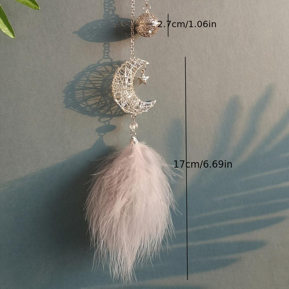 Moon Feather Hanging Decoration, Ornament For Women Charms Gift For Car Accessories - KinglyDay