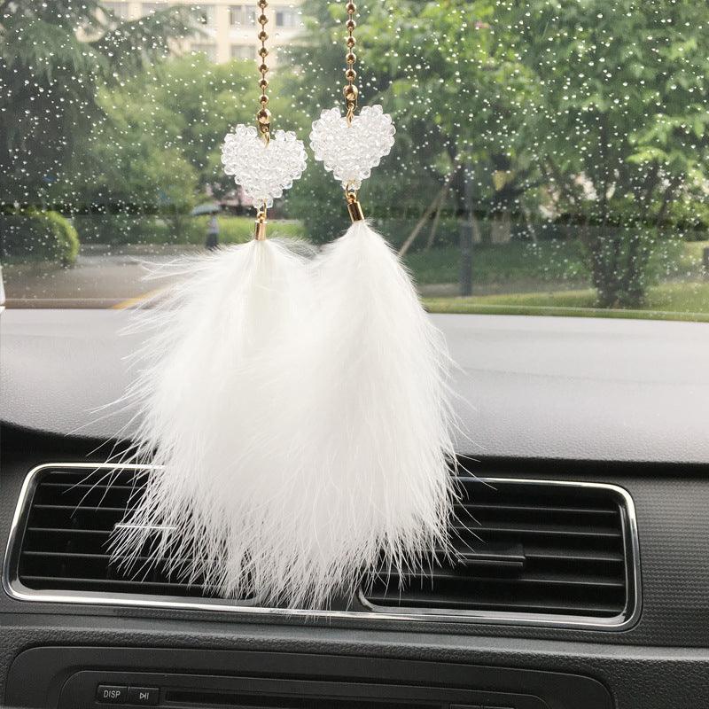 Car Heart Shape Hanging Pendant, Car Rearview Mirror Ornament For Women Charms Gift For Car Accessories - KinglyDay