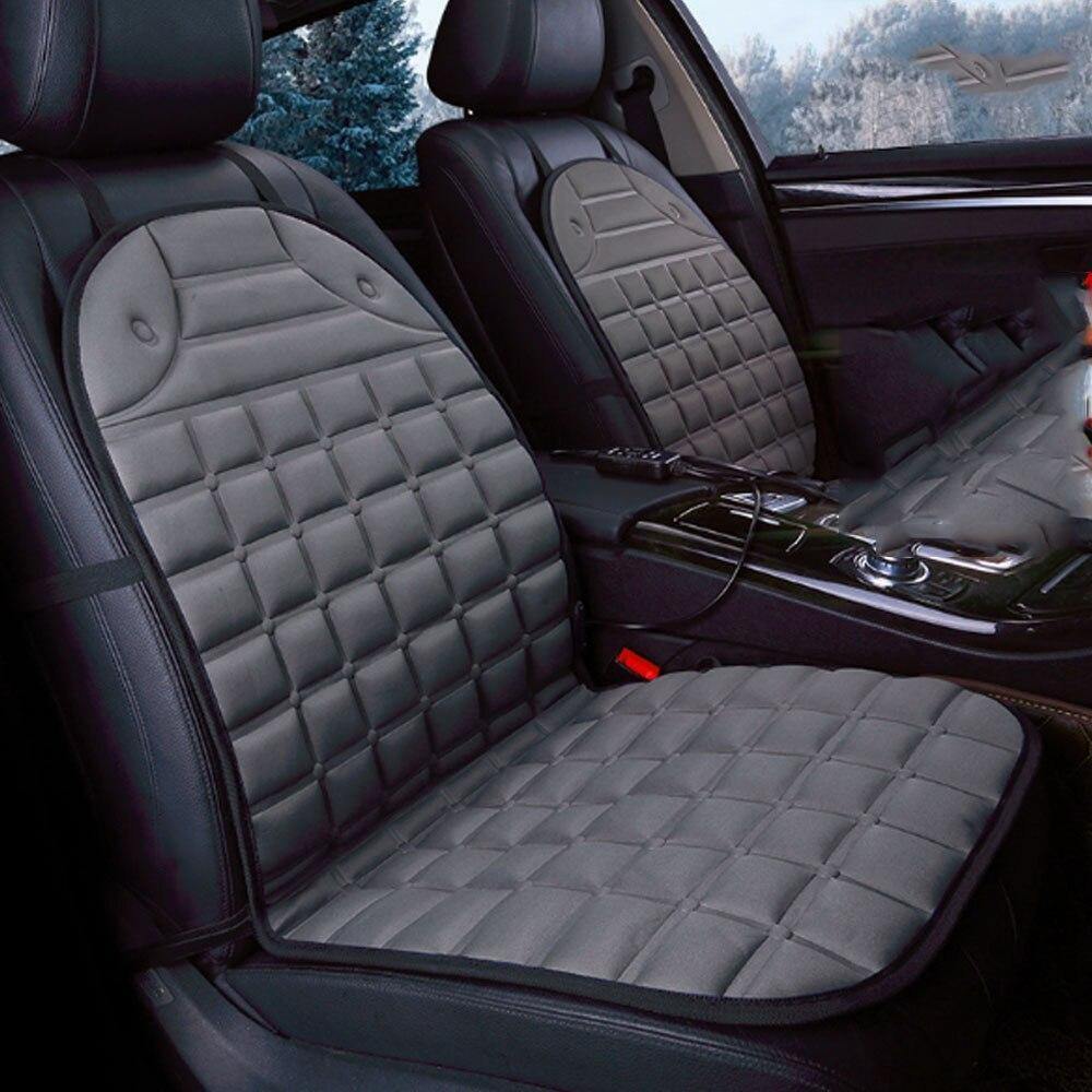 Car & SUV & Truck Seat Cushion, Black Polyester, Universal, Heated, Warm, For Winter - KinglyDay