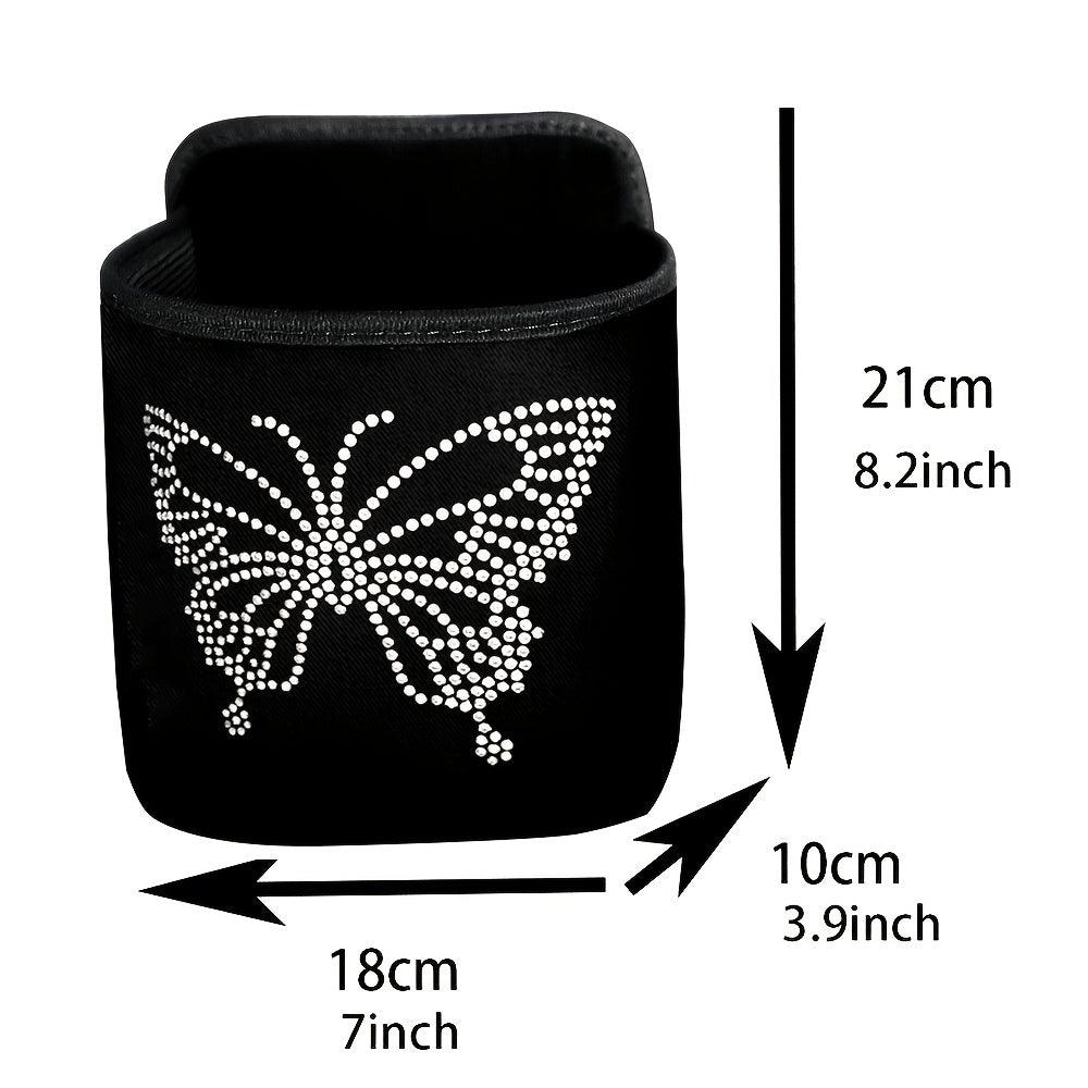 Bling Crystal Car Organizer Seat Back Bag Hanging Trash Big Capacity Butterfly Rhinestone Women Car Accessories - KinglyDay