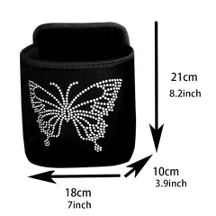 Bling Crystal Car Organizer Seat Back Bag Hanging Trash Big Capacity Butterfly Rhinestone Women Car Accessories - KinglyDay