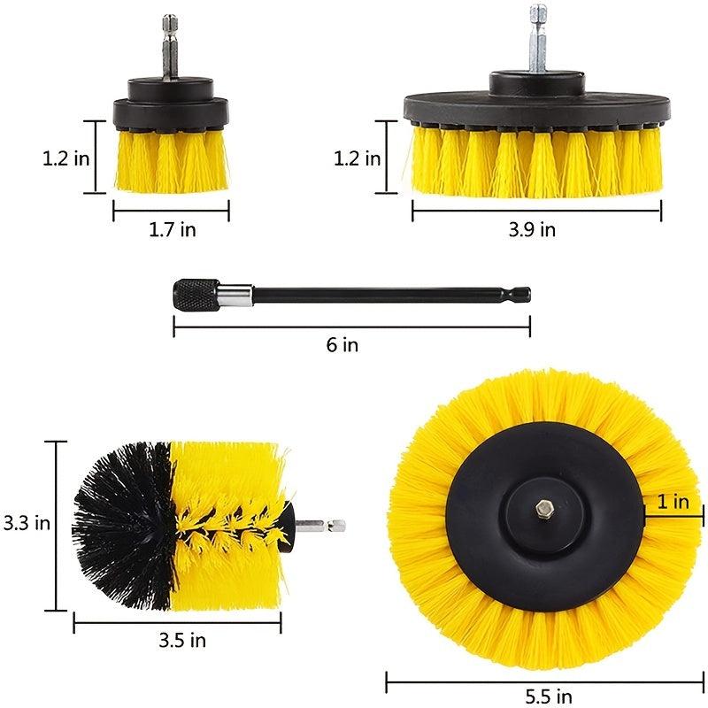 Drill Brush Power Scrubber Cleaning Brush - Extended Long Attachment Set, All-Purpose Drill Scrub Brushes & Car Polishing Pad Kit - KinglyDay