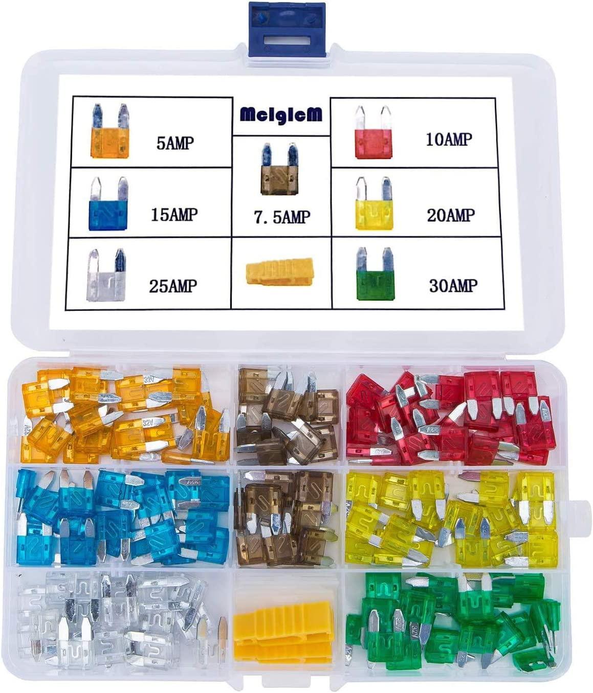 140Pcs - Kinglyday Car Mini Blade ATM Fuse Assortment, 5A 7.5A 10A 15A 20A 25A 30A Mini Fuse - KinglyDay