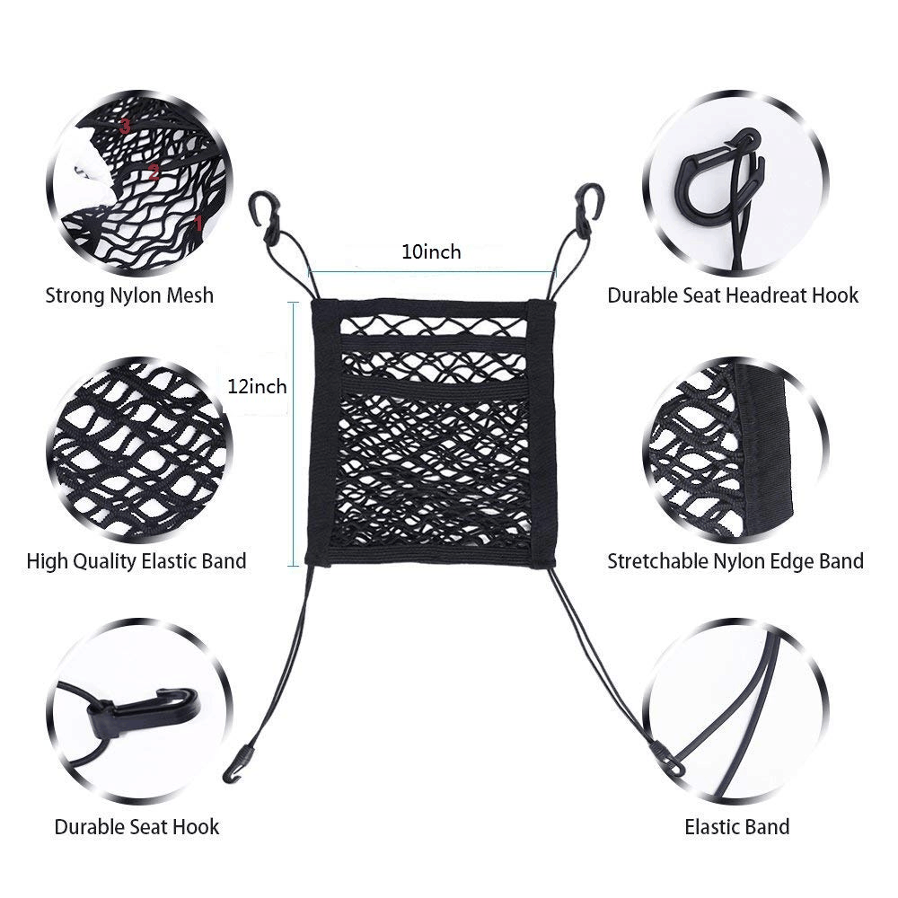 3-Layer Car Mesh Organizer,Seat Back Net Bag,Barrier of Backseat Pet Kids - KinglyDay