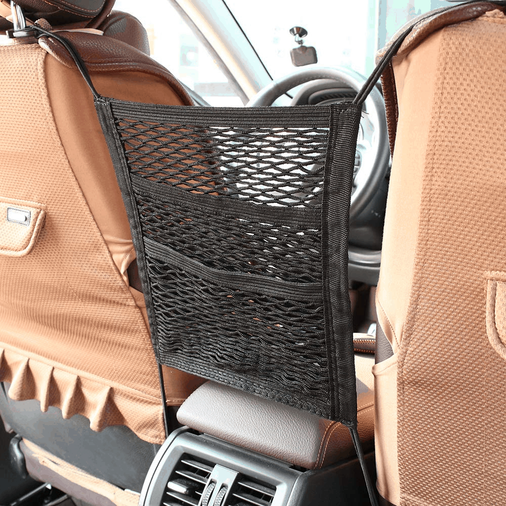 3-Layer Car Mesh Organizer,Seat Back Net Bag,Barrier of Backseat Pet Kids - KinglyDay