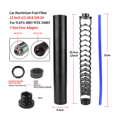 6′′ 10′′ 12" 1/2-28 5/8-24 Fuel Filter Monocore Solvent Trap Kit for NAPA 4003 WIX 24003 - KinglyDay
