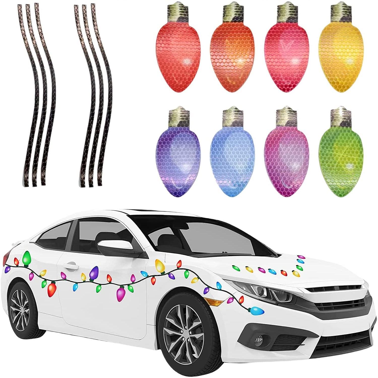 Kinglyday Reflective Light Bulb Magnet Decorations,Reflective Bulb Magnets,Magnetic Reflective Christmas Lights for Car,Car Christmas Light Decals - KinglyDay