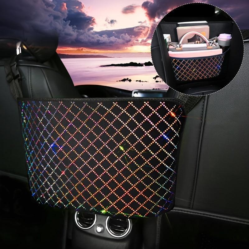 Bling Crystal Car Organizer, Car Seat Back Bag Hanging Car Trash Pouch Bling Women Big Size Rhinestone Shiny Car Accessories - KinglyDay