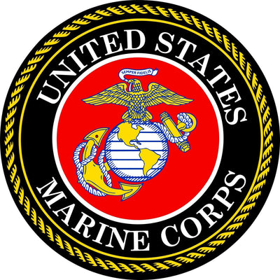 USMC Emblem United States Marine Corps Seal 5" Round Decal Sticker for Cars Trucks Laptops etc. Full Color - KinglyDay