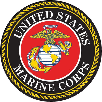 USMC Emblem United States Marine Corps Seal 5" Round Decal Sticker for Cars Trucks Laptops etc. Full Color - KinglyDay
