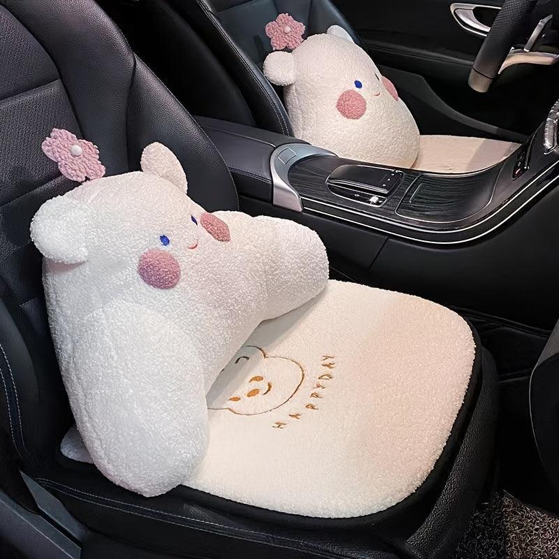 Car Flower Head Neck Pillow, Car Automotive Seat Neck Pillow, Car Waist Pillow Cartoon Cute Supplies Car Accessories Women - KinglyDay