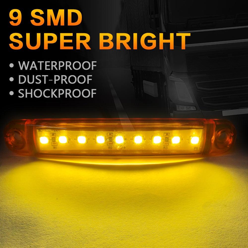 2PCS Led Warning Light 9 LEDs Indicator Car Side Sign Truck Light Lorry Warning Taillight Trailer Brake Lamp 12V 24V - KinglyDay