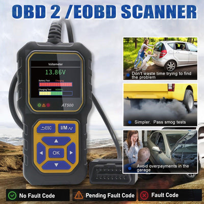 Car Code Reader, OBD2 Scanner Check Engine Light Fault Code Reader Scanner CAN Diagnostic Scan Tool For All OBDII Protocol Cars Since1996 - KinglyDay