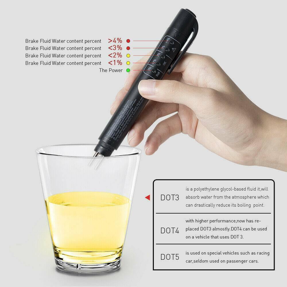 Brake Fluid Liquid Oil Tester Pen 5 LED Indicator Car Testing Tool for DOT3/DOT4/DOT5 - KinglyDay