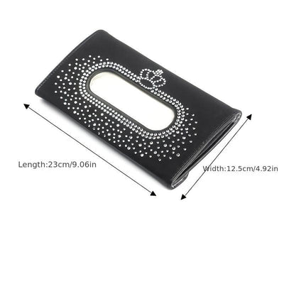 Fashion Crown Car Tissue Box Sun Visor Crystal Tissue Box Sunvisor Hanging Napkin Case Holder Bling Car Accessories For Woman - KinglyDay
