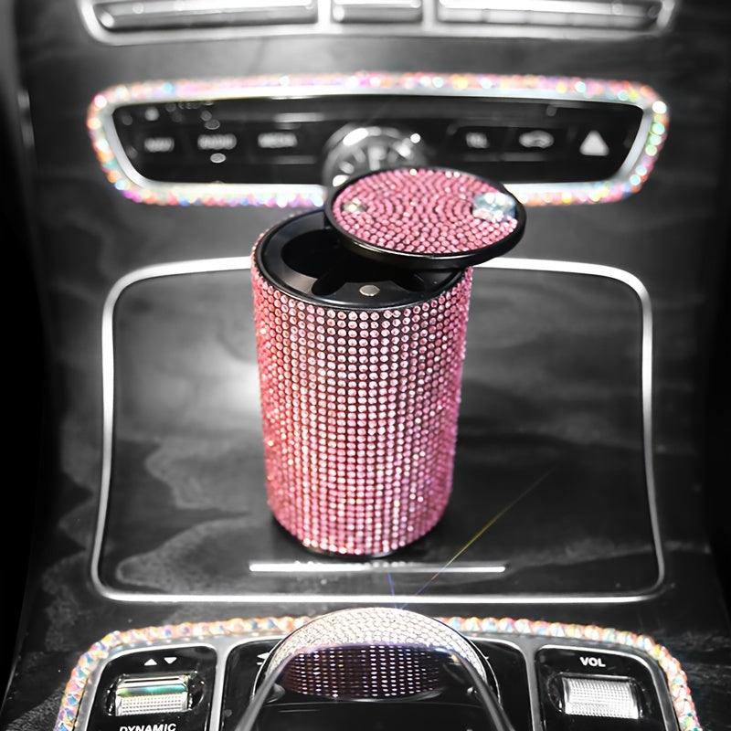 Crystal Rhinestone Car Ashtray, Artificial Diamond Metal Ashtray Auto Interior Decor Accessories Universal For Girl Women - KinglyDay