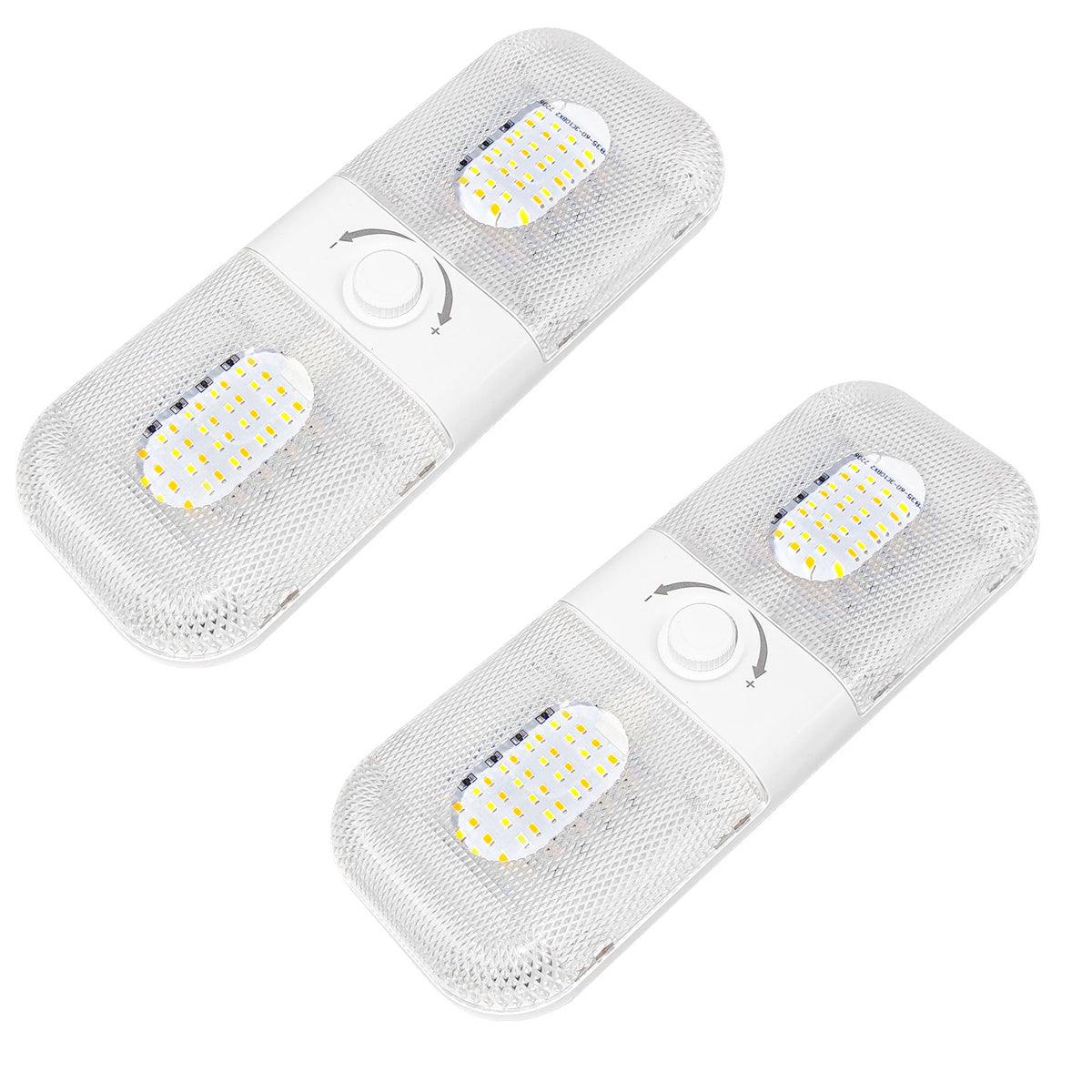 2Pcs RV Lights, Interior 1700LM 3 Color TEM Warm Cool Natural White Camper Lights Dimmable 12v-24v Led Lights Fixture Ceiling Dome Light Switch For RV - KinglyDay