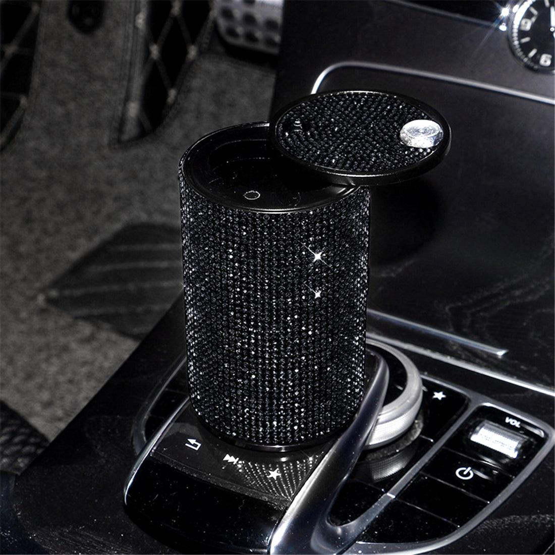 Crystal Rhinestone Car Ashtray, Artificial Diamond Metal Ashtray Auto Interior Decor Accessories Universal For Girl Women - KinglyDay