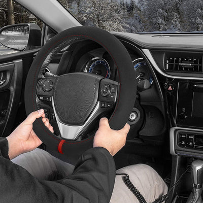 Warm Touch Heated Steering Wheel Cover Heats up Quickly - Universal Size 14.5-15.5" for Car Truck Van SUV - KinglyDay