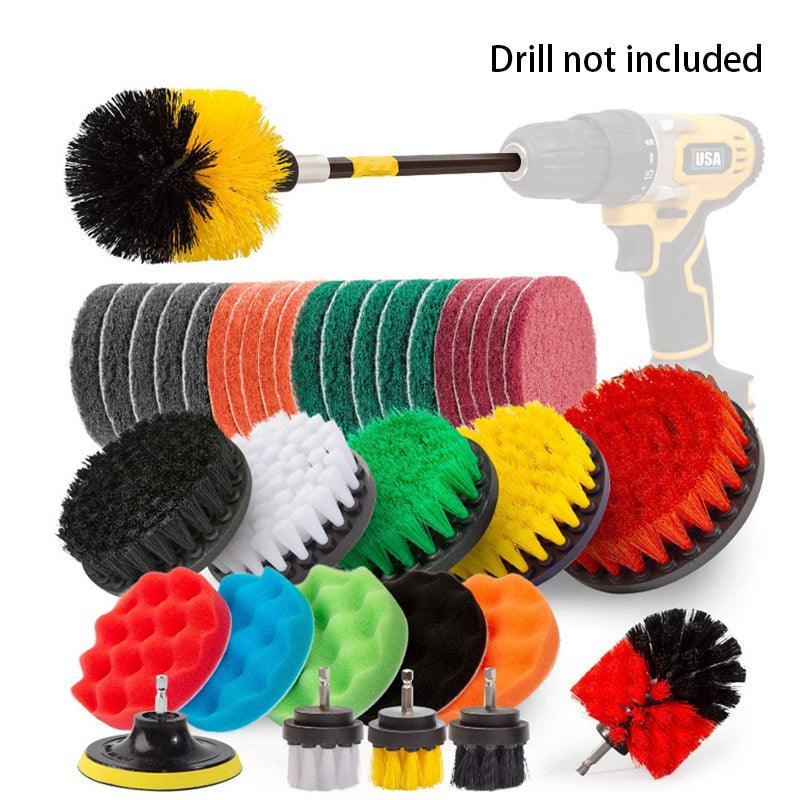 Drill Brush Power Scrubber Cleaning Brush - Extended Long Attachment Set, All-Purpose Drill Scrub Brushes & Car Polishing Pad Kit - KinglyDay