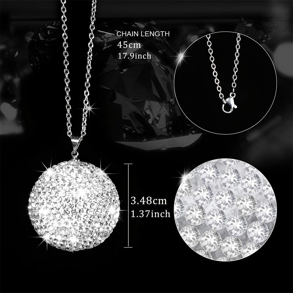 Bling Crystal Ball Car Rear View Mirror Pendant, Rhinestone Hanging Car Ornament, Bling Crystal Sun Catcher Ball Car Decor Accessories For Women - KinglyDay