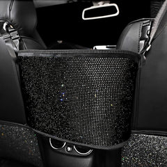 Bling Rhinestone Black Car Organizers Storage Purse Holder, Car Seat Back Net Handbag Accessories For Women, Gifts For Mom, Birthday Gifts Presents - KinglyDay