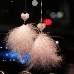 Car Heart Shape Hanging Pendant, Car Rearview Mirror Ornament For Women Charms Gift For Car Accessories - KinglyDay