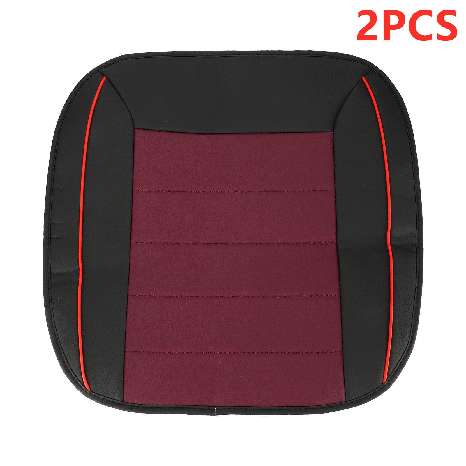 Universal Deluxe PU Leather Car SUV Front Seat Cushion Cover Set Full Surround - KinglyDay