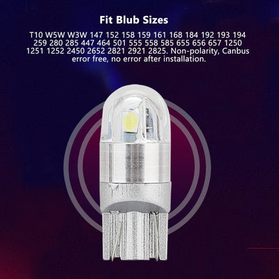 10PCS 6000K Canbus T10 168 194 W5W Dome License Side Marker LED Light Bulb White - KinglyDay