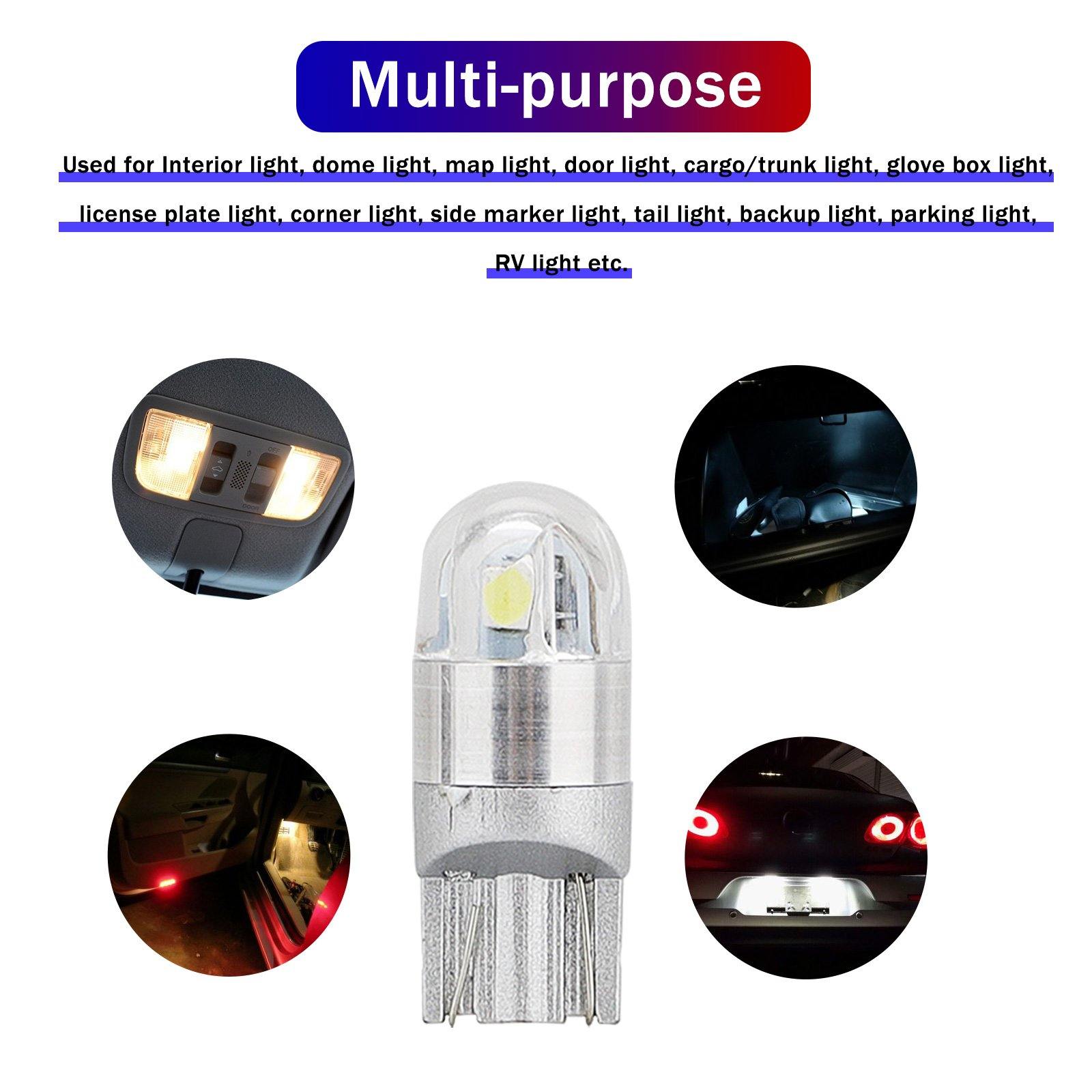 10PCS 6000K Canbus T10 168 194 W5W Dome License Side Marker LED Light Bulb White - KinglyDay