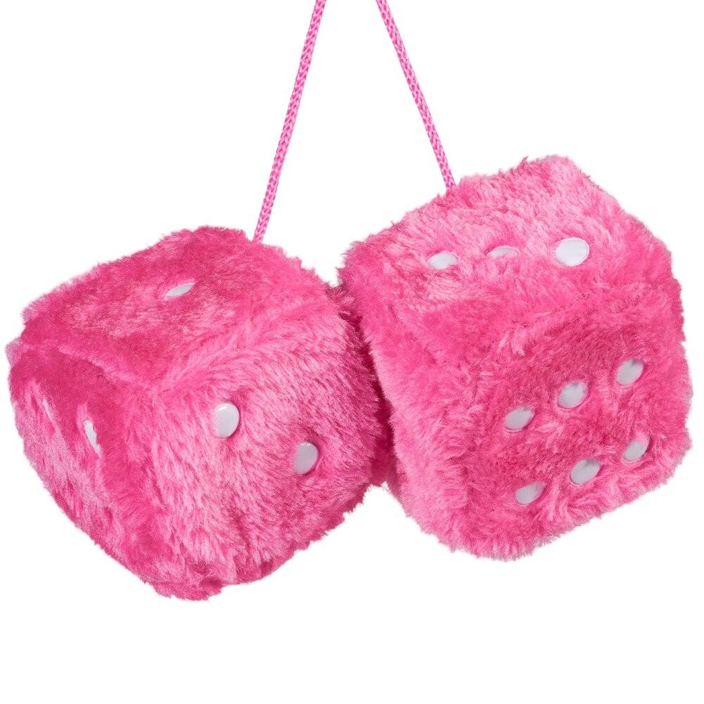 Auto Pendants Fuzzy Plush Dice Dots Rear View Mirror Hanger Cube Decoration Car Styling Accessories Ornament 1 Pair - KinglyDay